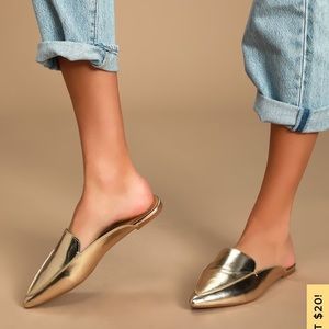 Lulus Gold Loafer Slides in size 7.5